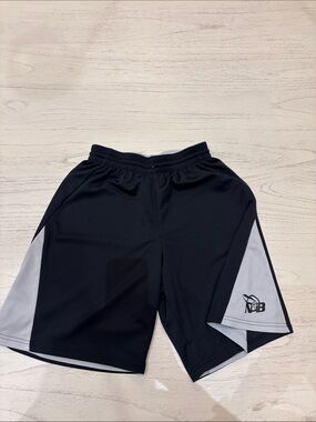 Men's Black Athletic Shorts with Gray Panels